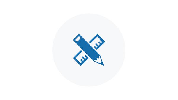 Blue Icon of a Ruler and Pencil